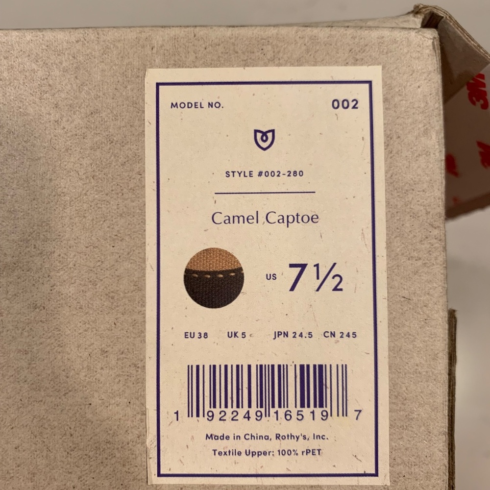 Rothy’s Women’s Point Camel Captoe Size 7.5 NWT - Picture 8 of 8